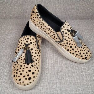 Latigo Fitz Platform Calf Hair Sneakers Cheetah Print Shoes Women's Size 8